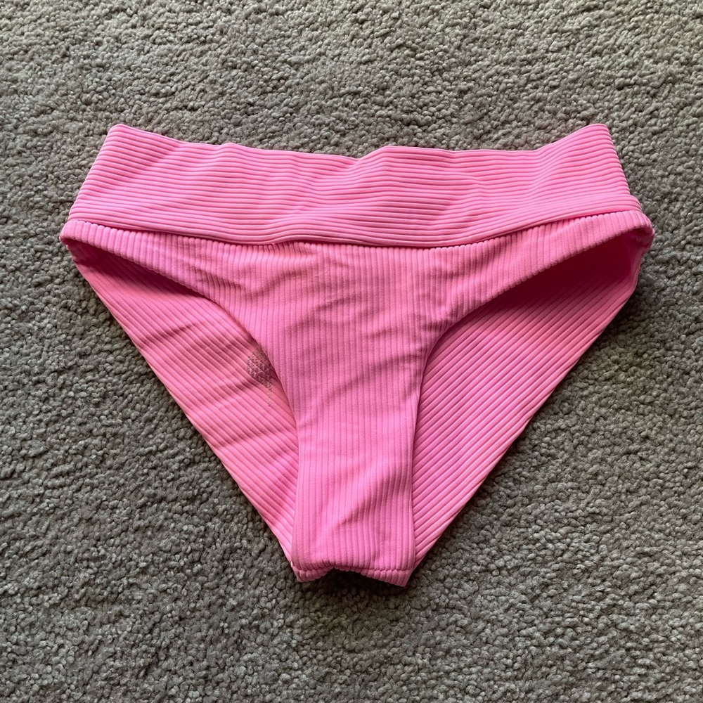 Frankie’s Bikinis Pink Ribbed Bottoms
